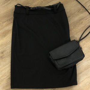 Black George Pencil Skirt with Belt